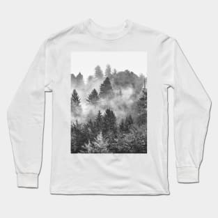 Redwood Forest Black and White Long Sleeve T-Shirt